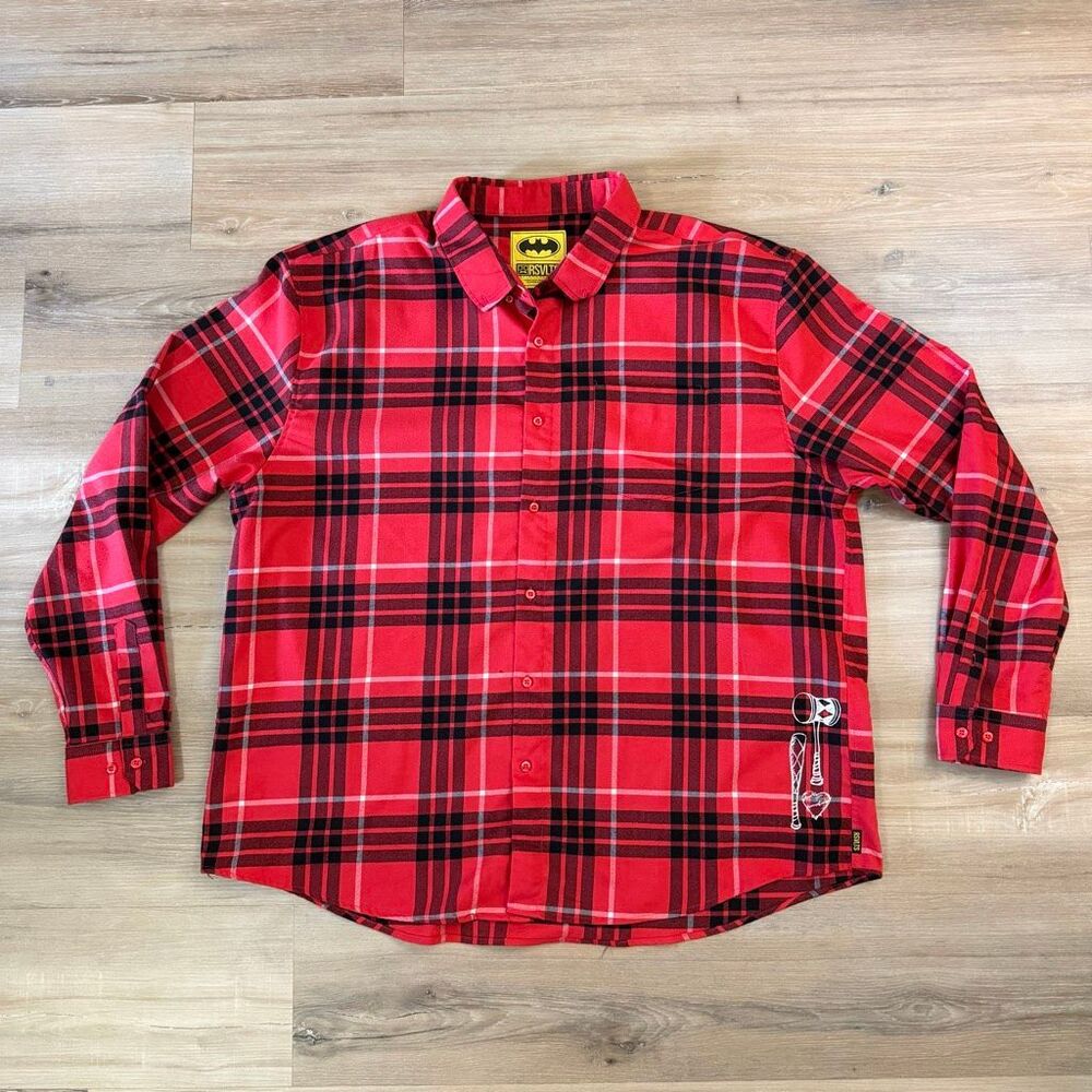 RSVLTS Men’s Batman Red Black Flannel Harley Quinn BoardlandFlex Sz 3X The Joker